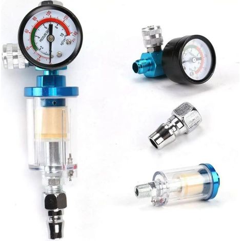 Mini-luftdruckregler 1/4", Spritzpistolenmanometer Mit Inline-wasserfilter