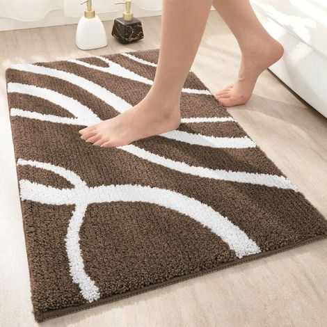 Rutschfeste Mikrofaser-badematte 40 X 60 Cm, Saugfähige Und Weiche Badezimmermatte, Waschmaschinenfester Bodenbelag Für Das Badezimmer - Braun