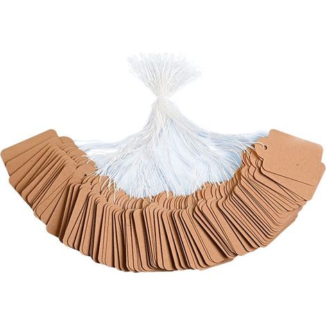 300 Etiketten Aus Kraftpapier (braun, 22 X 35 Mm), Unbedruckte Preisschilder Mit Kordel, Geeignet Für Kleidung Und Geschenkverpackungen Zur Hochzeit