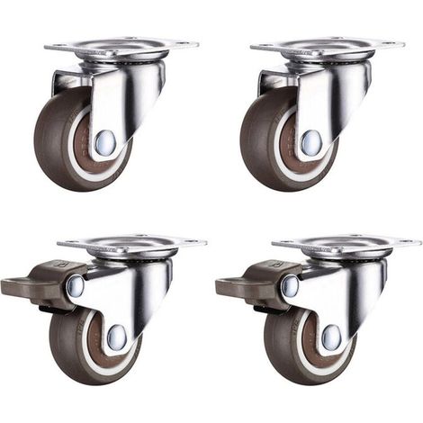 4er-set 50-mm-möbelrollen Mit Bremse, Kleine Universal-möbelrollen, 360° Drehbar, Gummilaufrollen Für Alle Böden, Möbel, Regale, Spielzeugtruhen,o