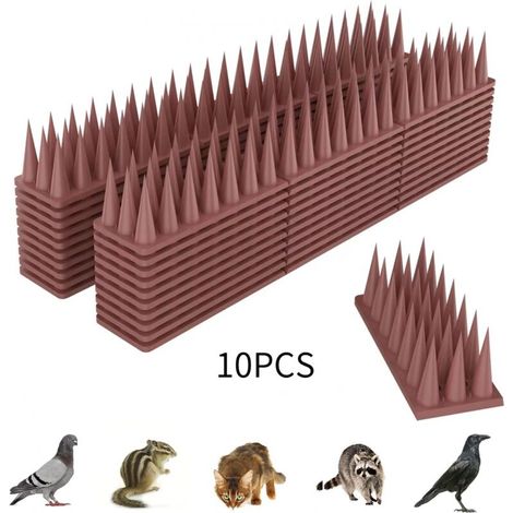 Taubenabwehr Aus Kunststoff, 10 Stück Vogelschutzspikes, Anti-vogel-spitzen Für Balkon Und Fenster, Tierschonend (braun)
