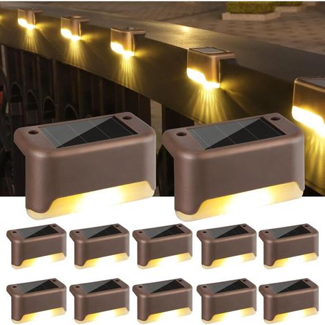 Lampes Solaires Extérieures Pour Jardin, Lot De 12 Led Lumières Solaires Pour Escaliers Extérieurs, Lampes De Clôture Étanches, Décoration Pour Marches, Cour, Terrasse, Chemin, Patio, Pelouse Et Allée