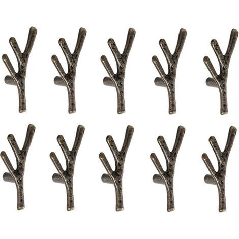 10x Möbelgriff In Form Eines Astes, Griffe Für Schränke Aus Zinklegierung Mit Schrauben, Bronze – Einzelloch