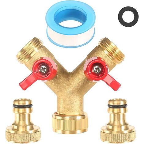 2-wege-y-verteiler, 3/4 Zoll Wasserverteiler Aus Vernickeltem Messing Mit Zwei Ausgüssen, Schlauchadapter Für Garten Und Haushalt