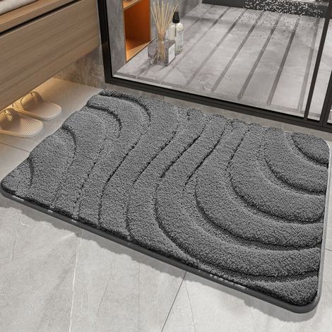 Badteppich 40 X 60 Cm Dunkelgrau, Mikrofaser Badteppich, Rutschfester Badteppich, Extra Saugfähig, Weicher Badteppich