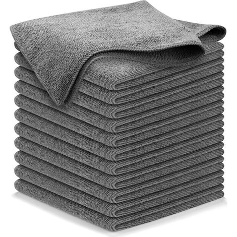 12 Dunkelgraue Fusselfreie Mikrofaser-reinigungstücher – 30 X 30 Cm