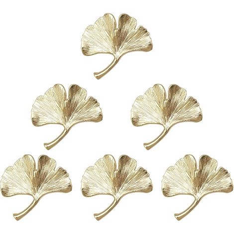 6 Stück Ginkgo-schrankgriffe, Solide Metall-schubladengriffe, Kreative Dekorative Schrank-, Schubladen- Und Regal-möbelgriffe, Klassische Schrankbeschläge, Gold