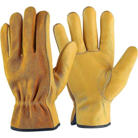 Arbeitshandschuhe Aus Rindleder, Für Fahrer, Basteln, Gartenarbeit, Lagerarbeiten, Landwirtschaft, Multifunktional (xl, Gelb)