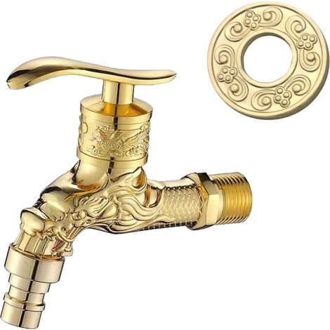 Antiker Bronze-drachen-wasserhahn, Geschnitzter Kupfer-drachen-wasserhahn Im Vintage-stil, Für Badezimmer, Küche, Spüle, Waschbecken, Badewanne, Garten, Balkon, Waschmaschine (gold)
