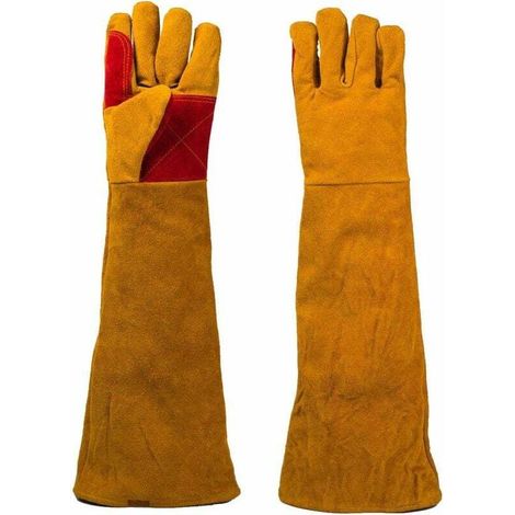 Paar Schweißhandschuhe, Isolierte Arbeitsschutzhandschuhe, Abriebfeste Rindleder-handschuhe Zum Feuerfesten Schweißen, Lagerfeuerschweißen, Schmiedefeuer Und Grillen, 60 Cm