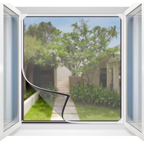 Magnetisches Fenster-moskitonetz 130 X 150 Cm – Installation Ohne Bohren – Graues Gewebe Aus Hitzebeständigen Glasfasern – Weißer Rahmen