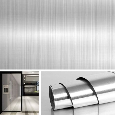 40cmx3m Edelstahl Tapete Mit Gebürstetem Nickel-effekt, Wasser- Und Ölbeständig, Selbstklebender Küchenschutz Für Elektrogeräte Wie Kühlschrank Und Geschirrspüler