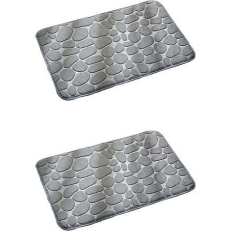 2 Rutschfeste Relief-matten 60x40 Cm - Memory-schaumstoff - Kieselsteinmuster
