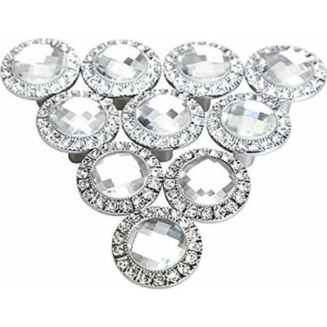 10 Stück 30 Mm Runde Türgriffe In Silber, Glitzernde Kristall-strass-knöpfe Für Küchenschränke, Schranktüren Und Schubladen