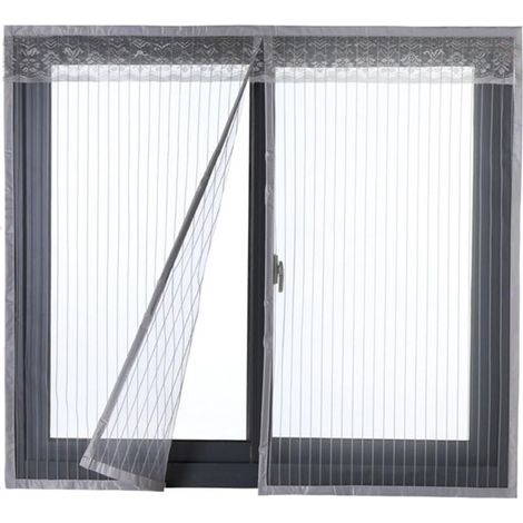 Magnetischer Tür- Und Fenstermoskitonetzvorhang Mit Magneten Grau 120x130cm Fdc