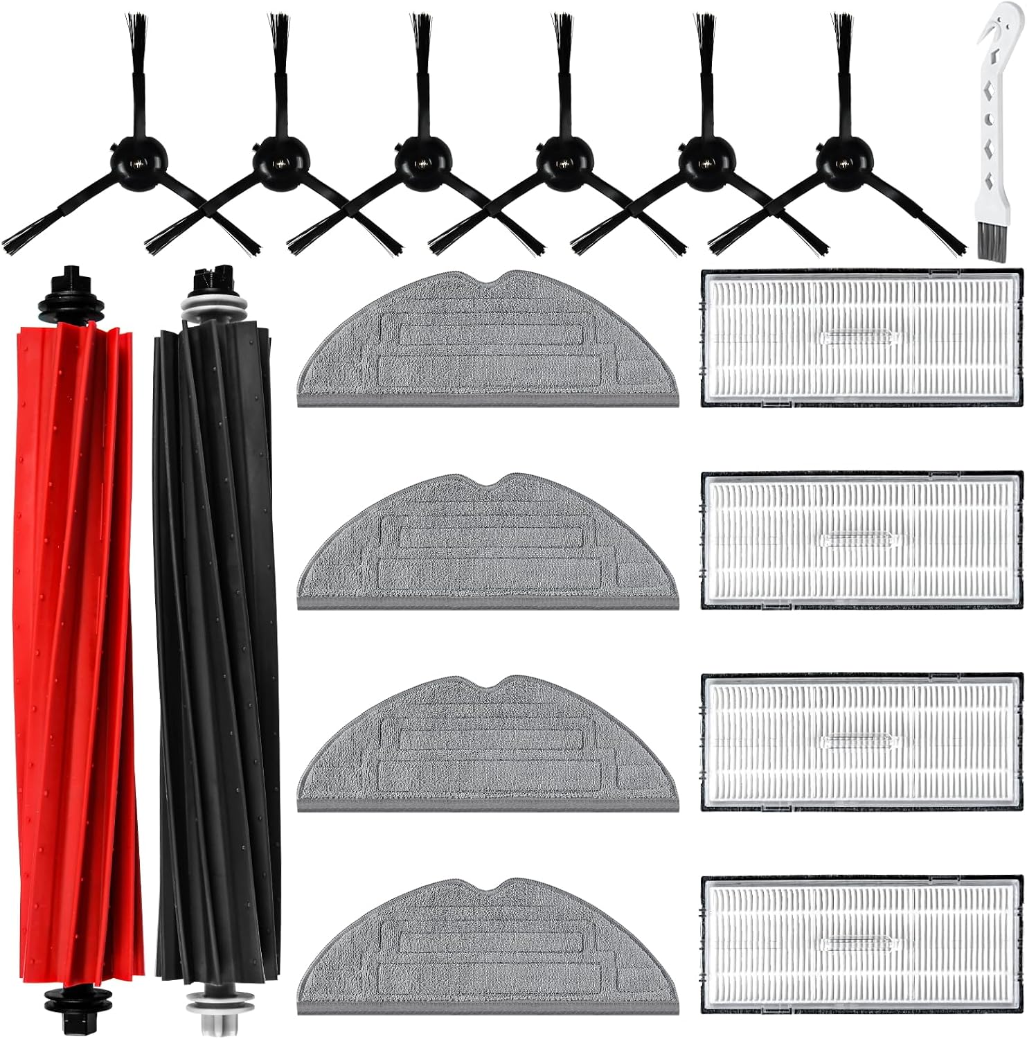 17-teiliges Zubehörset Für Den Roborock S8 Pro Ultra Saugroboter, Bestehend Aus 2 Hauptbürsten, 4 Reinigungspads, 4 Filtern, 6 Seitenbürsten Und 1 Reinigungsbürste.