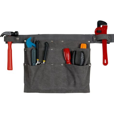 28x22 Cm (grau) Werkzeug-schürze Mit Mehreren Taschen, Genietete Schürze Für Elektriker, Tischler, Gartenarbeit Und Arbeitswerkzeuge