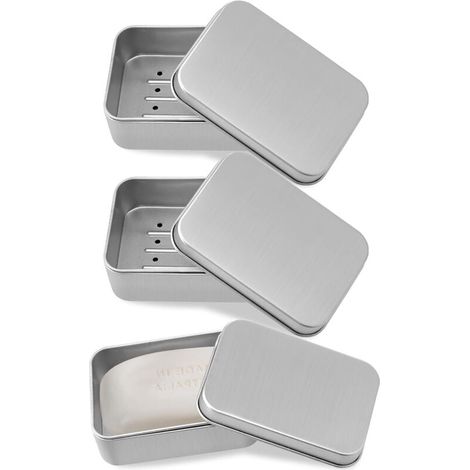 Seifenschale Aus Aluminium, 3 Seifenspender Mit Abnehmbarem Abtropfsieb, Metallbox Für Zuhause Oder Reisen