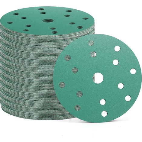Ahlsen – Packung Mit 50 Schleifscheiben (150 Mm) – 15 Löcher – Verschiedene Körnungen (60/80/120/180/400) – Zum Schleifen Von Hartholz Und Metall
