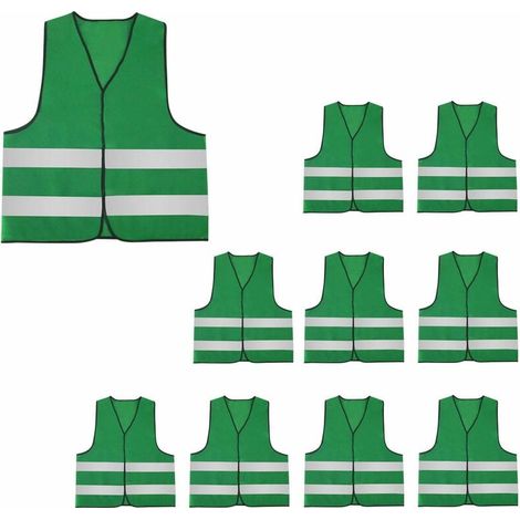 Erwachsenen Warnweste Leuchtende Sicherheitsjacke Hochsichtbar Reflektierend Ärmellos (10 Stück)