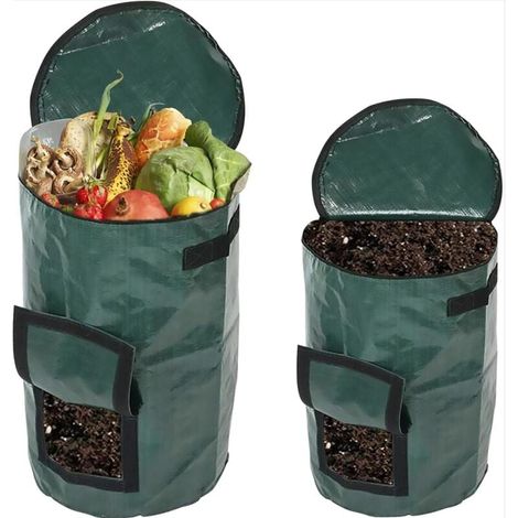 Kompostierer, 2er-set Gartenkompostsäcke, Kompostbehälter Mit Deckel, 2 Größen – 57l–125l