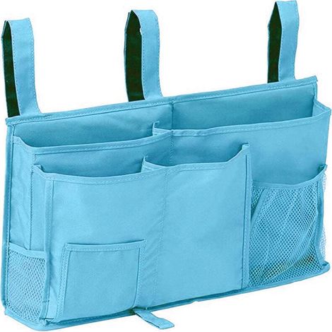 1 Aufbewahrungstasche Für Etagenbett (hellblau), Hängeaufbewahrungstasche, 8 Taschen, Für Bett Im Studentenzimmer, Krankenhausbett, Gitter Von Babybetten, 600d Oxford-gewebe