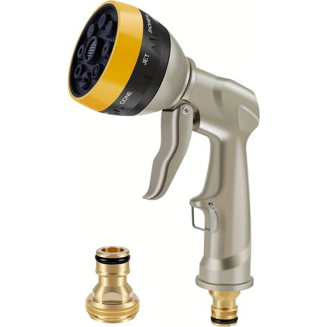 1 Stück Robuster Metall-gartenschlauch Mit Kupferoptik, 8 Verstellbaren Sprühmodi, Hochdruck Für Pflanzen Und Fahrzeug-/tierwäsche