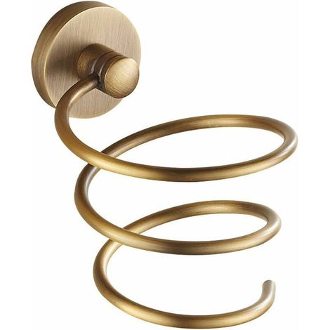 Klassischer Gebürsteter Messing-haartrocknerhalter – Retro-antik-kupfer-stil, Wandmontage, Europäisches Design, Badaccessoires