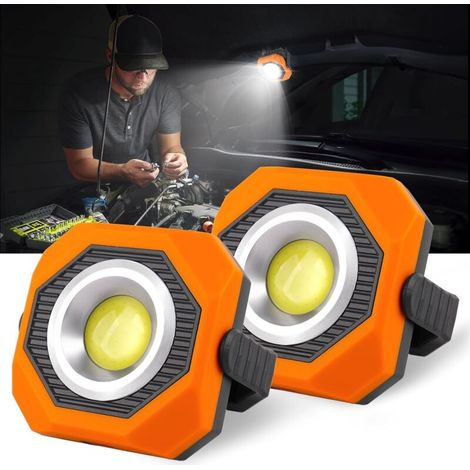 Akku-solar-led-strahler Mit 3 Modi, Tragbarer Baustellenstrahler Mit Usb-anschluss, 360°-halterung, Magnetischem Sockel, Arbeitsleuchte Für Notfälle Und Camping (orange)