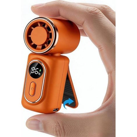 Tragbarer Clip-ventilator, Mini Usb-wiederaufladbarer Ventilator Mit 5 Geschwindigkeiten Und Led-anzeige, Ideal Für Den Außenbereich (orange)
