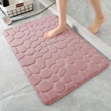 Memory-schaum-badematte, Badematten Mit Pflastersteinmuster, Super Saugfähig, Für Badezimmer, Maschinenwaschbar (20 X 32, Rosa)