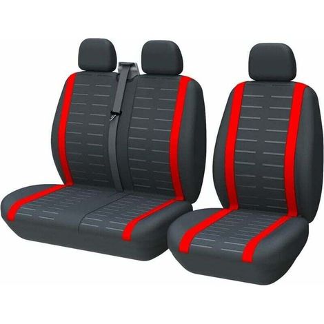 Universelle Auto-sitzbezüge Für Die Meisten Lkw, Lieferwagen Und Busse, Vordersitz 1 + 2 (3 Plätze), Universelle Sitzhüllen, Vollständiges Set Aus Waschbarem Stoff, Rot