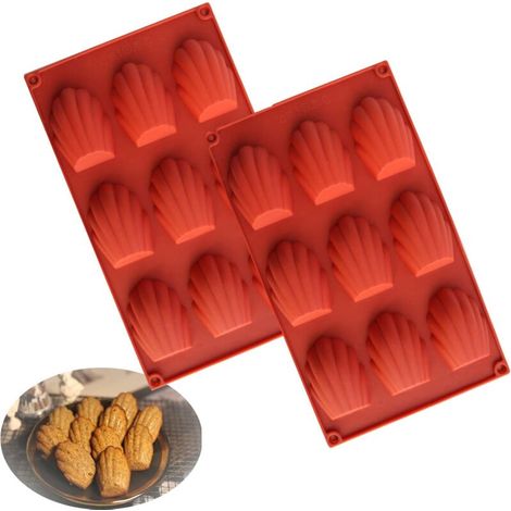 2er-set Kuchenformen, Silikon-kuchenformen, Madeleine-form Mit 9 Mulden, Antihaftbeschichtete Kuchenform, Geeignet Für Schokoladen-mousse-kuchen (rot)