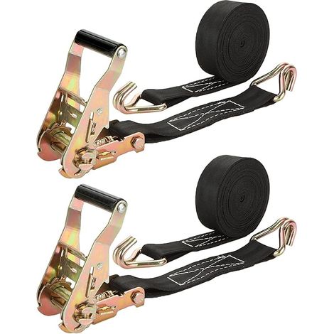 2er-pack 6 M X 40 Mm Ratschgurte, Spannband Mit Ratsche, 2000 Kg Tragkraft, Polyester-gurt Mit Haken, Schwarze Ratschengurte Für Motorrad, Anhänger, Auto Und Lkw