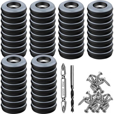 48er-set Teflon-schraubmöbelfilzgleiter – Durchmesser: 19 Mm – Rund – Schwarz – Mit 48 Schrauben Aus Edelstahl Und 2 Bohrer – Wirksamer Schutz Für Ihre Möbel, Stühle Und Böden