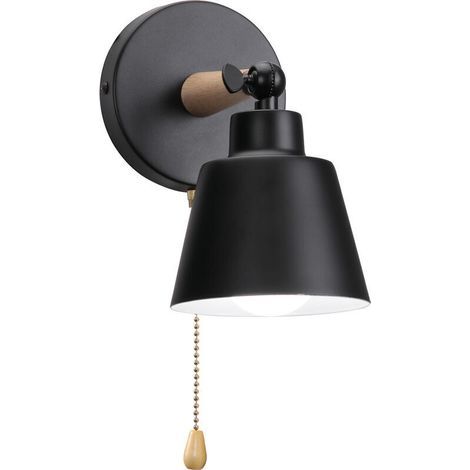 Design-wandleuchte Mit Integriertem Schalter, Moderne Nachttischlampe, Dekorative Wandbeleuchtung, Farbe Schwarz.