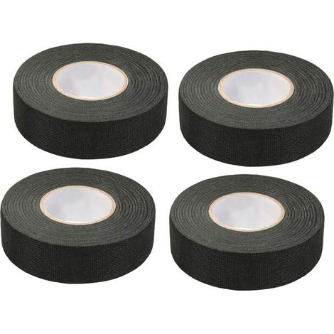 4 Stück Schwarzes Auto-klebeband (1,5 Cm X 15 M) – Autostoffklebeband, Hitzebeständiges Klebeband, Schwarzer Stoffkleber, Kabelbaum-klebeband Für Autos
