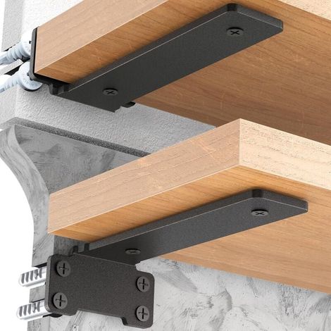 Set Aus 2 Regalhalterungen Maximale Traglast: 75 Kg, (30 Cm, Schwarz)