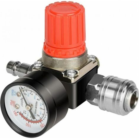 Druckminderer Für Druckluft, 1 Stück, 1/4 Zoll, Druckregler Mit 4 Löchern Und Manometer, Kompressor