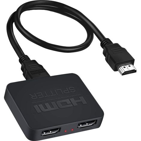 Hdmi 4k Video-splitter, 1x Eingang 2x Ausgang, 3840x2160p, 60hz, Unterstützt Hdcp/3d, Stromversorgung Über Microusb 5v 1a, Schwarz