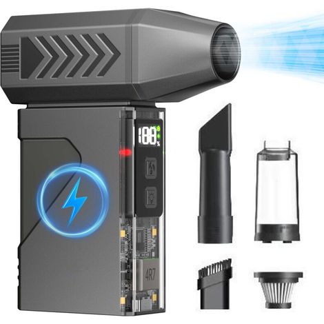 Vielseitiger Reiniger Und Gebläse – 180.000 U/min, 10.000 Mah, Led Und Powerbank – Mit Zubehör Zur Reinigung Von Auto, Haushalt Und Außenbereich