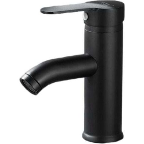 Matte Schwarze Waschbeckenarmatur – Einhebelmischer Für Warm- Und Kaltwasser, Schwarz