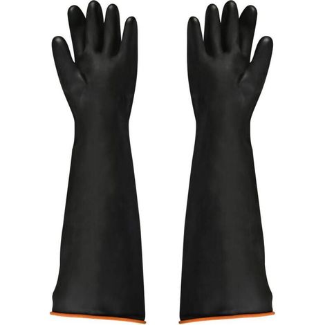 Schwarze Latexhandschuhe, 1 Paar, 55 Cm, Säure- Und Laugenbeständig, Für Industrielle Sicherheitsarbeiten, Schutzhandschuhe