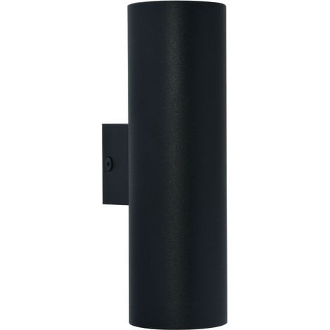 Led-wandleuchte Mit 2 Spots Gu10, 50 W, Aluminium Schwarz, Zylindrisches Design, Ip20, Für Innenräume, Strahlt Nach Oben Und Unten