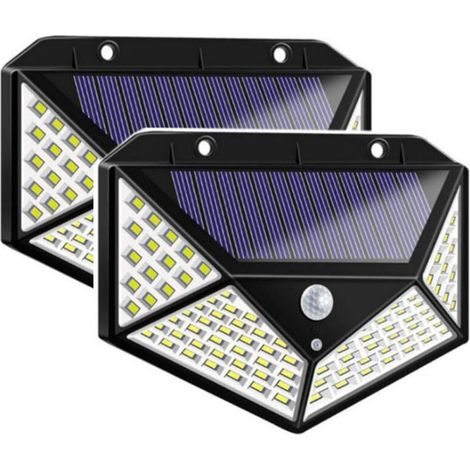 2er-pack Solar-scheinwerfer Mit Bewegungsmelder 100 Led Wandmontage-solarleuchte Mit Vierseitiger Beleuchtung