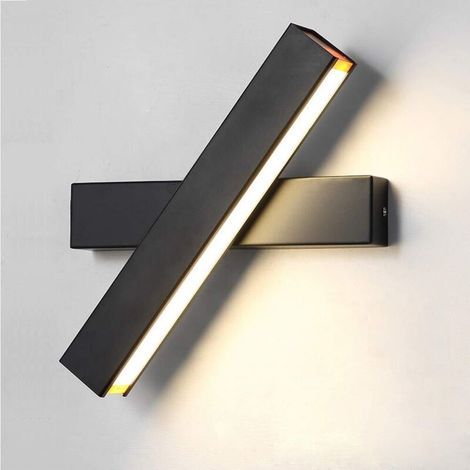12 W Schwarze Led-wandleuchte Mit 360°-rotation, Warmweißlicht, Innenleuchte Für Schlafzimmer Und Wohnzimmer