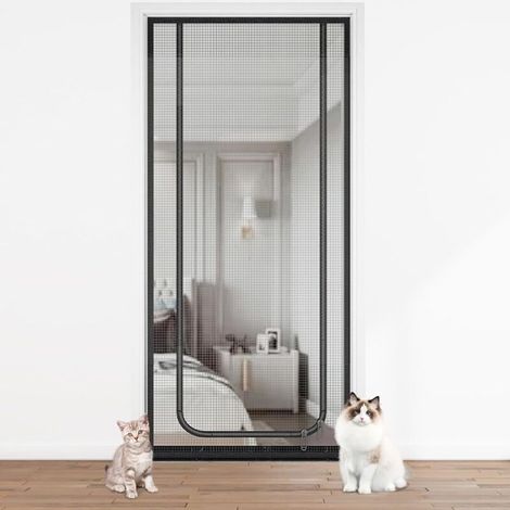 Tür-moskitonetz Für Katzen Und Hunde, Anti-insekten-netz Mit Reißverschluss, Sicherheitsgitter Verhindert Das Entkommen Der Tiere, Maße 90 X 200 Cm