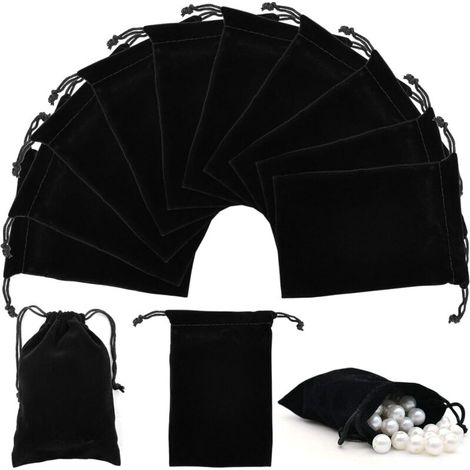 30 Stück Schwarze Schmuckbeutel Mit Kordelzug Zur Aufbewahrung Von Schmuck, Candy-bags Für Hochzeiten Und Weihnachten, Geschenkverpackung (9,5 X 14,5 Cm)