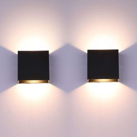 Led-wandleuchte 6 W Mit Licht Nach Oben Und Unten, Aus Schwarzem Aluminium, Warmweißes Licht, Für Wohnzimmer, Schlafzimmer, Badezimmer Und Küche, Moderne Wandbeleuchtung