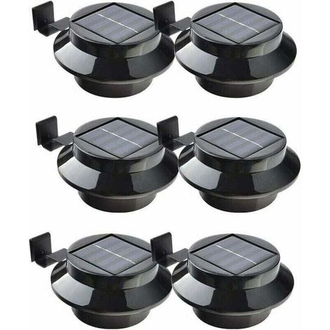 6er-pack Led-solarleuchten Für Dachrinne, Zaun, Dach, Garten, Hof Und Wand, Schwarz